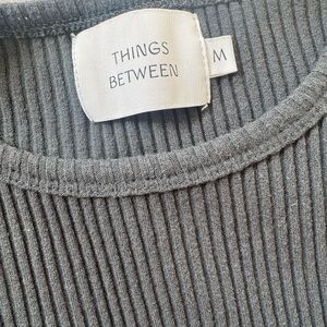 Gray Blue Ribbed Tank Skirt Set by Things Between